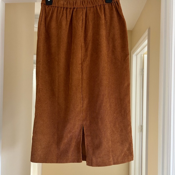 SHEIN corduroy button down Brown size small Midi Pencil Skirt - Picture 3 of 4